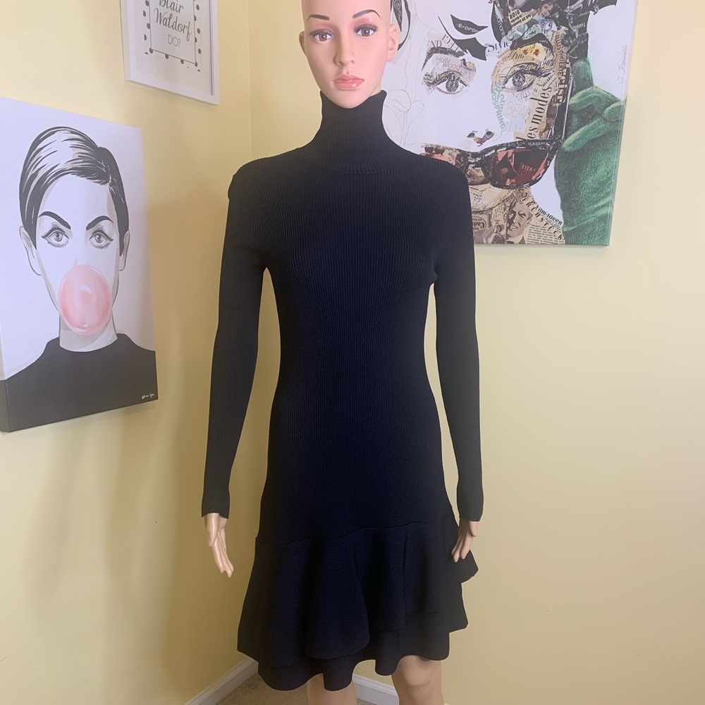 💫HP‼️💫 NWOT REISS Finn Turtleneck Ribbed Knit Dress in Black, Size Medium - Picture 6 of 11